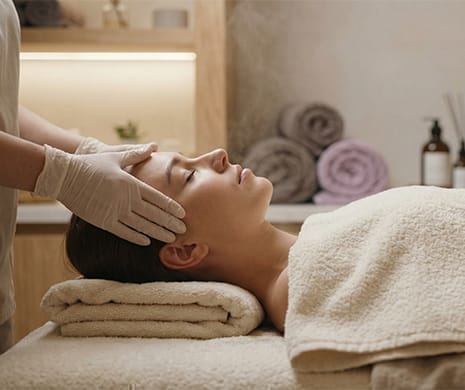 אישה מקבלת טיפול פנים קלאסי לתחזקת עור הפנים